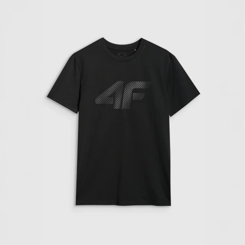 Koszulka męska 4F 4FWMM00TTSHM2257 – czarna, regularny krój, bawełna, krótki rękaw, okrągły dekolt, nadruk 4F.