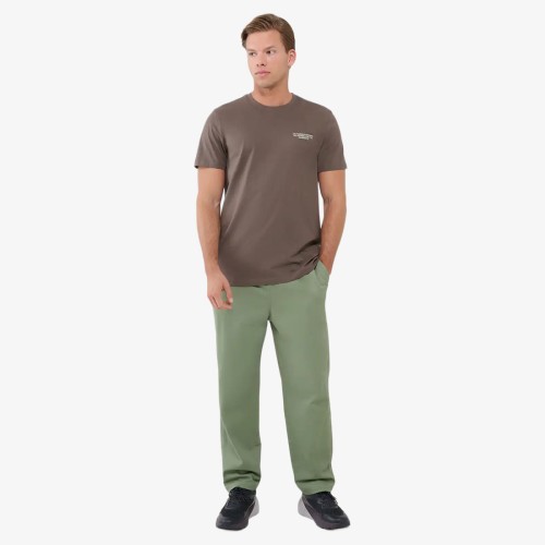 brązowa Koszulka męska 4F 4FWSS25TTSHM1974 – regularny krój, okrągły dekolt, bawełna, nadruk 4F.