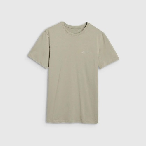 zielona Koszulka męska 4F 4FWSS25TTSHM2003 – regularny krój, bawełna organiczna, klasyczny okrągły dekolt.