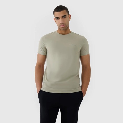 zielona Koszulka męska 4F 4FWSS25TTSHM2003 – regularny krój, bawełna organiczna, klasyczny okrągły dekolt.