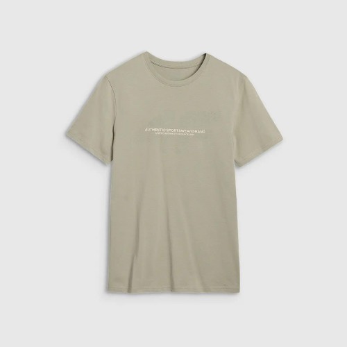 zielona - Koszulka męska 4F 4FWSS25TTSHM2004 – regularny krój, nadruk z logo, okrągły dekolt.